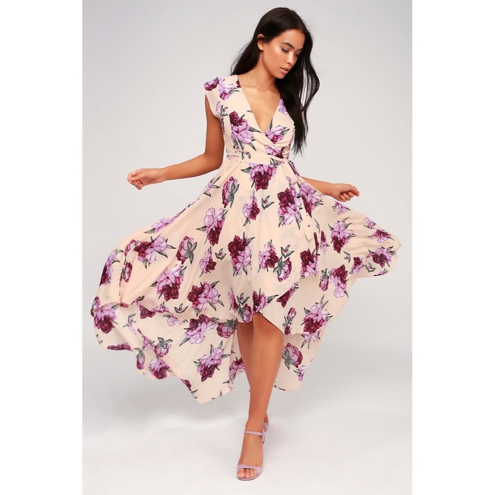 LULUS French Countryside Blush Floral Print Dress